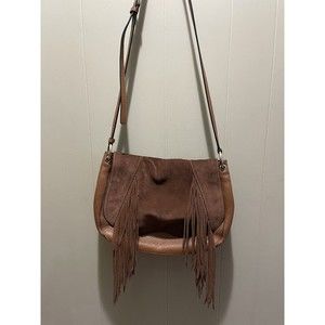 Diane von Furstenberg DVF Brown Leather Crossbody FlapOver Fringe Magnetic Clasp